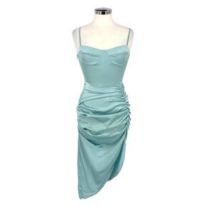 Cider Illusion Ruched Midi Dress Light Blue Size XS NWT